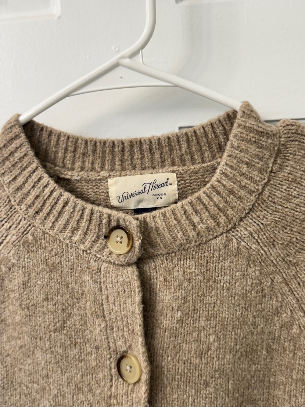 Universal Thread Short-Sleeve Crewneck Button Cardigan - Taupe - Picture 3 of 9